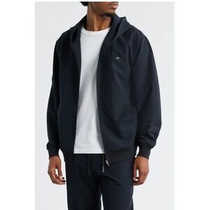 Santo Studio Mens Black Full Zip Hoodie Technical Lightweight Jacket Large
